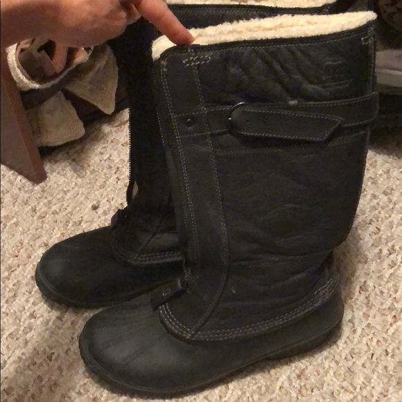 Sorel Shoes - Black Leather Sorel Tall Boots
